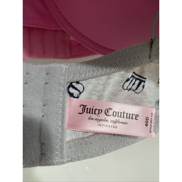 Juicy Couture Bra Size 40D 3 Pack Pink Black Gray Logo Print Underwire Confort - Picture 4 of 13